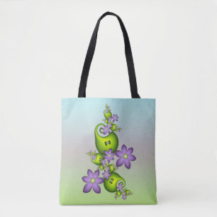 Tote Bag Imaginaire Floral Fleurs Lilac Formes vertes Fract
