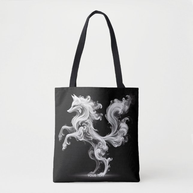 Tote Bag Imaginaire mignon blanc Fumée Fox (Devant)