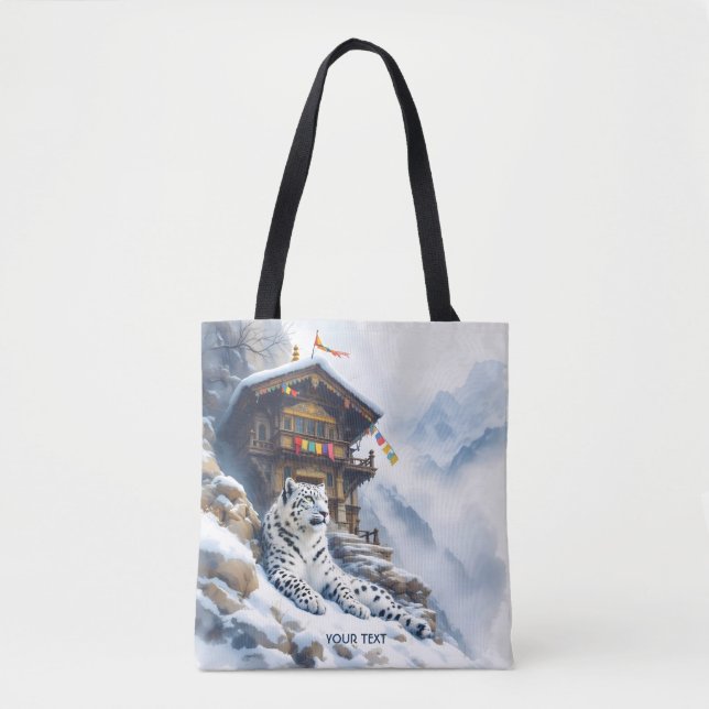 Tote Bag Imaginaire mignon blanc léopard neige (Devant)