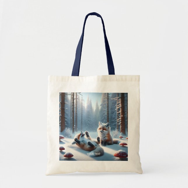 Tote Bag Imaginaire mignon deux bébés renards (Devant)