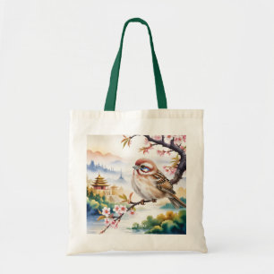 Tote Bag Imaginaire mignon Fleur d'oiseau chinois