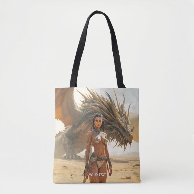 Tote Bag Imaginaire mignonne fille Dragon désert (Devant)