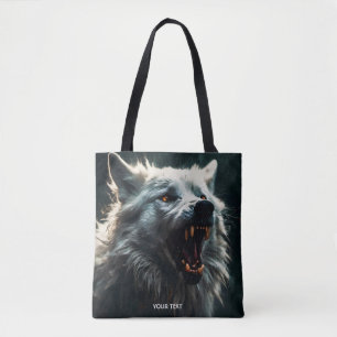 Tote Bag Imaginaire Mignonne loup blanc en colère