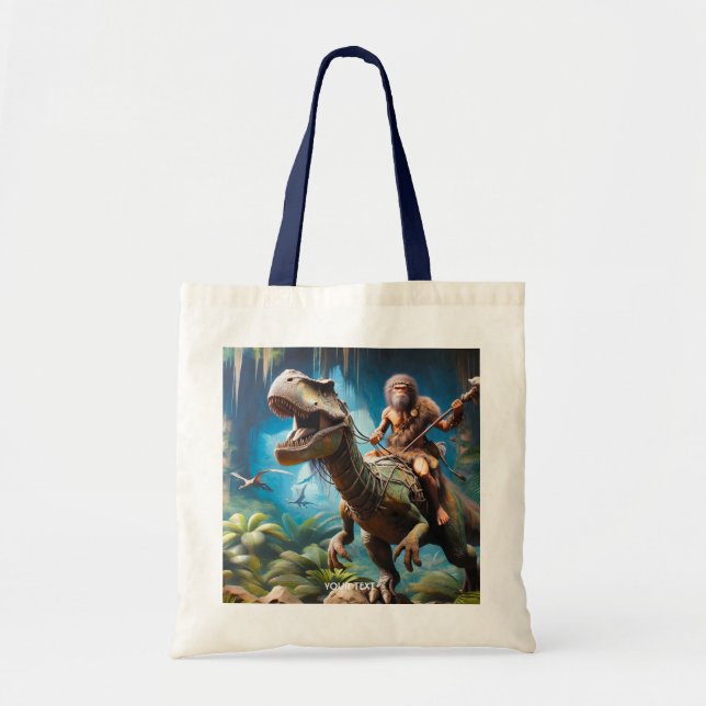 Tote Bag Imaginaire Nandertal Mignonne équitation Dinosaur (Devant)
