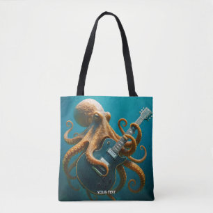 Tote Bag Imaginaire Pieuvre mignonne Jouer de la guitare