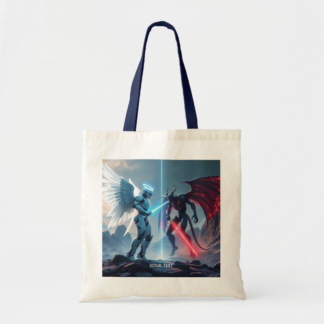 Tote Bag Imaginaire robot mignon démon combat (Devant)