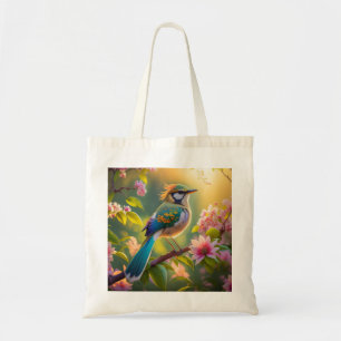 Tote Bag Imaginaire Turquoise à ailes vert