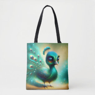 Tote Bag Imaginaire vert mignon bébé paon