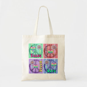Tote Bag Imaginez, rêvez, paix, et aimez la conception