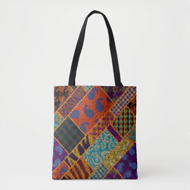 Tote Bag Imitation du motif de patchwork indien avec textur (Devant)