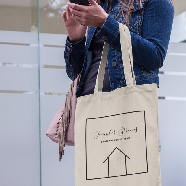 Tote Bag Immobilier Société Moderne Personnalisé Agent Immo (Créateur téléchargé)