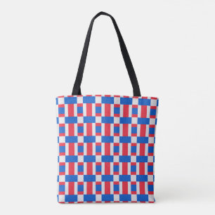 Tote Bag Impression Blocée Rouge Blanc Et Bleu