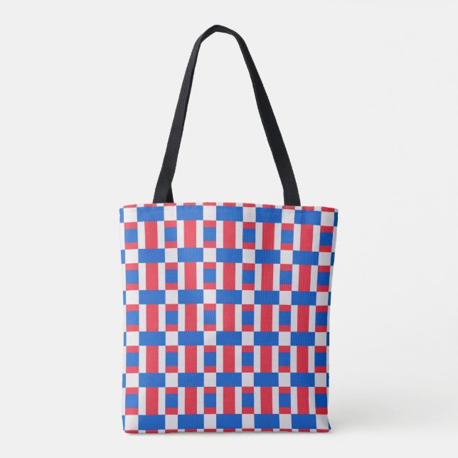 Tote Bag Impression Blocée Rouge Blanc Et Bleu (Dos)
