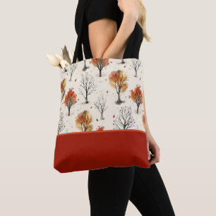 Tote Bag Impression botanique d'arbres d'automne cosy à blo
