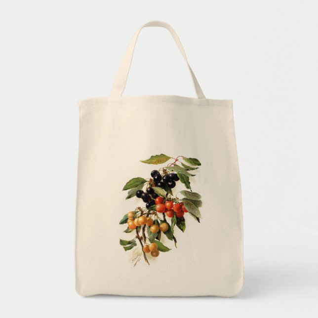 Tote Bag Impression botanique de cerises (Devant)