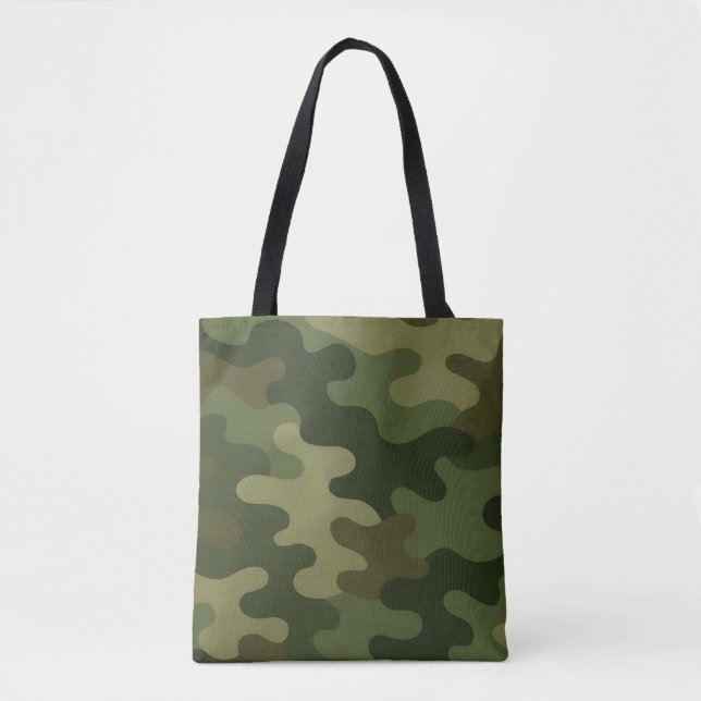 Tote Bag Impression camouflage classique, tons terreux vert (Devant)