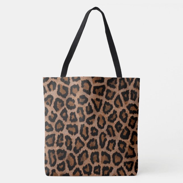 Tote Bag Impression classique de taches de léopard noir et  (Devant)