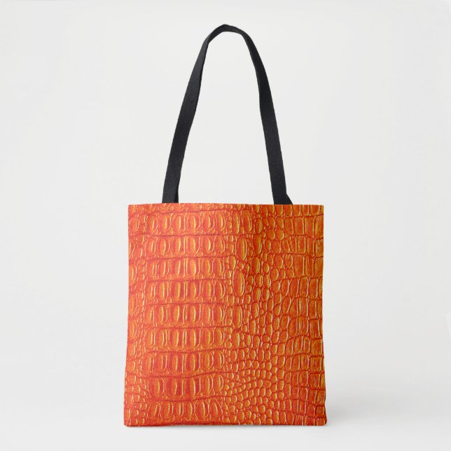 Tote Bag Impression cuir de crocodile orange (Devant)