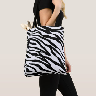 Tote Bag Impression d'animal zèbre noir et blanc