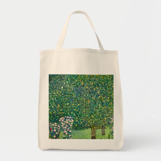 Tote Bag Impression d'art murale de Gustav Klimt Roses sous (Devant)