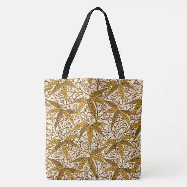Tote Bag Impression de bambou William Morris, or et crème (Devant)