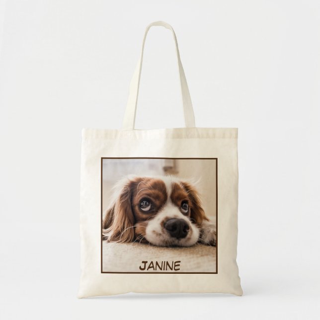 Tote Bag Impression de chien de gros plan adorable (Devant)