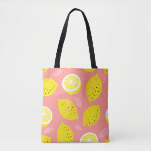 Tote Bag Impression de citron, motif d'été brillant et tran