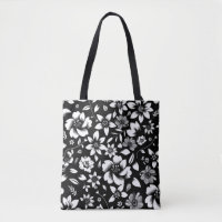 Impression de feuilles florales modernes noir et b