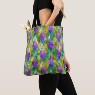 Tote Bag Impression de Harlequin en Verre Coloré Mardi Gras