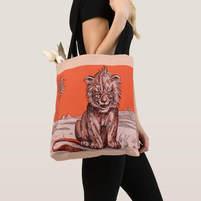 Tote Bag impression de lion souriant (De près)