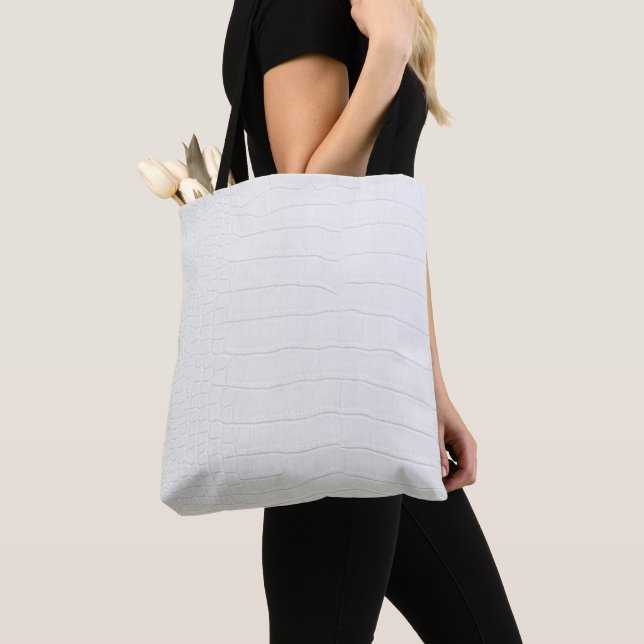 Tote Bag Impression de peau de crocodile blanc (De près)
