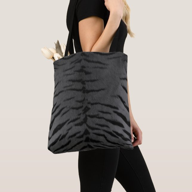 Tote Bag Impression de peau de tigre gris (De près)
