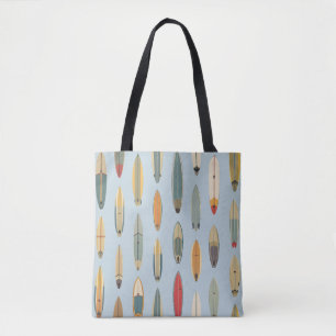 Tote Bag Impression de planche de surf rétro Surf Life bleu