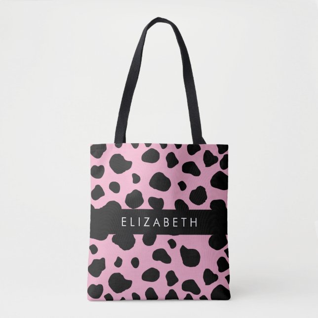 Tote Bag Impression De Vache, Spots De Vache, Vache Rose, V (Devant)