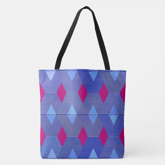 Tote Bag Impression diamant moderne du milieu du siècle, bl (Devant)