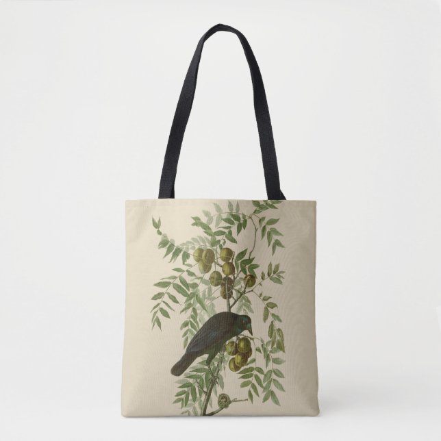 Tote Bag Impression d'oiseau Grackle Violet d'Audubon Botan (Devant)