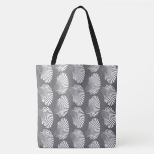 Tote Bag Impression, gris/gris et blanc sur le bloc de coqu