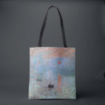 Tote Bag Impression, lever de soleil, Claude Monet, 1872<br><div class="desc">Oscar-Claude Monet (14 novembre 1840 - 5 décembre 1926) était un peintre français, un fondateur de la peinture impressionniste française et le praticien le plus cohérent et le plus prolifique de la philosophie du mouvement d'exprimer ses perceptions avant la nature, surtout en ce qui concerne la peinture en plein air....</div>
