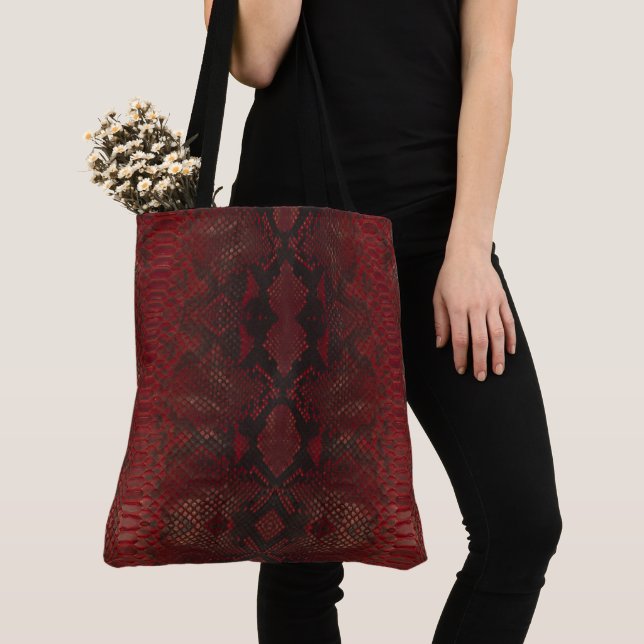 Tote Bag Impression Python rouge et noir (De près)