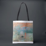 Tote Bag Impression, Sunrise 1872 Claude Monet<br><div class="desc">Oscar-Claude Monet (UK: /ˈmneɒ/, US: /ʊˈneɪ, madeˈ-/, French: [dmning]; 18 novembre 1840 - 5 december 1926) ce qui a French painter and founder impressiof painist ting who is as key precursor to modernism, especially in his attempts to paint nature as he perceived it.[1] During his long career, ce que la...</div>
