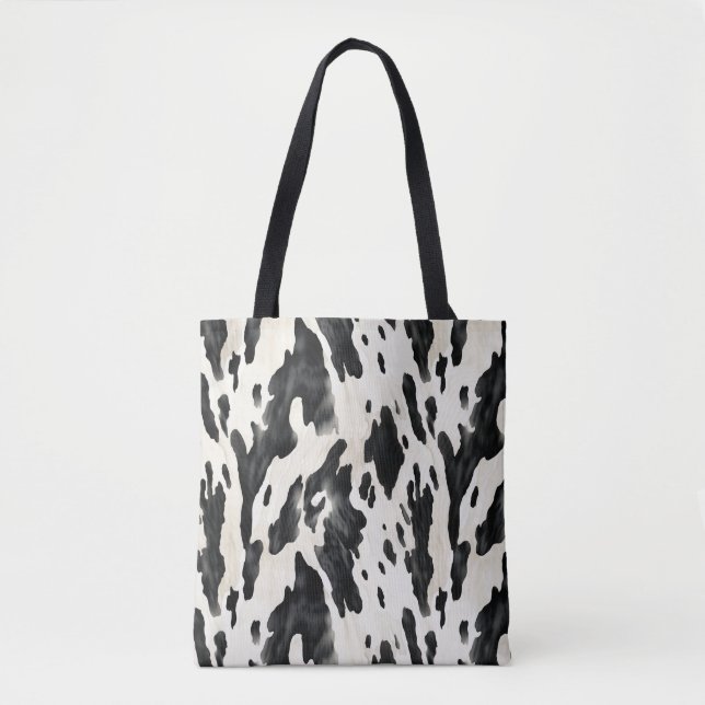 Tote Bag Impression vache noir blanc ferme animale (Devant)