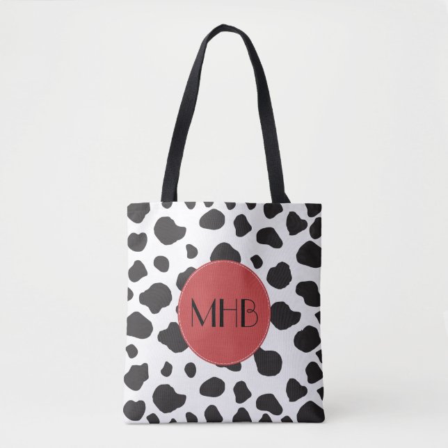 Tote Bag Impression Vache, Spots Vaches, Noir Et Blanc, Mon (Devant)