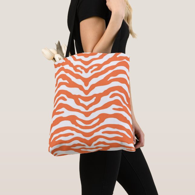 Tote Bag Impression Zebra en orange (De près)