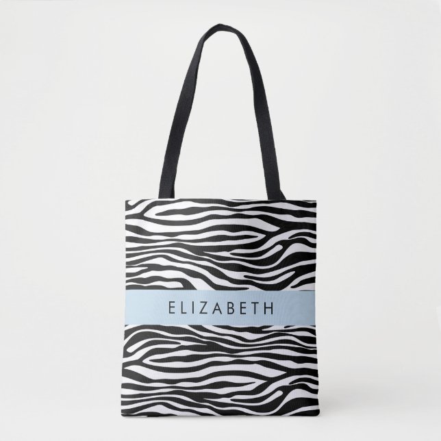 Tote Bag Impression Zèbre, Grilles, Noir Et Blanc, Votre No (Devant)