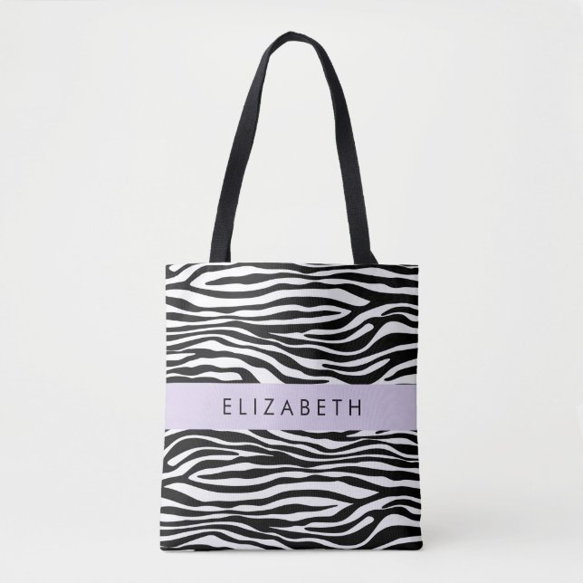 Tote Bag Impression Zèbre, Grilles, Noir Et Blanc, Votre No (Devant)