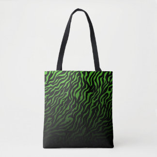 Tote Bag Impression zèbre vert et noir : élégant