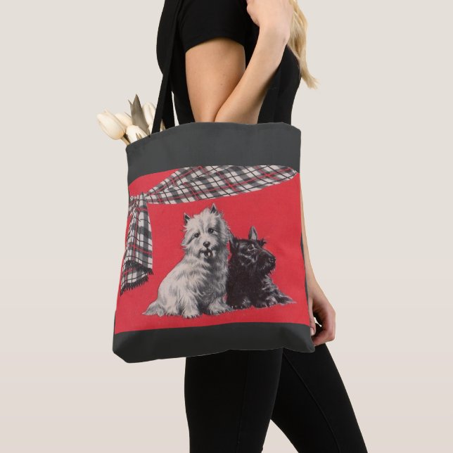 Tote Bag imprimé adorable Scottish terriers (De près)