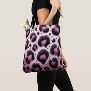 Tote Bag Imprimé animal à taches de fourrure léopard rose e