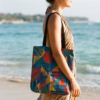 Tote Bag Imprimé de feuille géométrique Bauhaus tropical vi