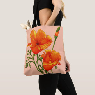 Tote Bag imprimé de pavot orange de Californie